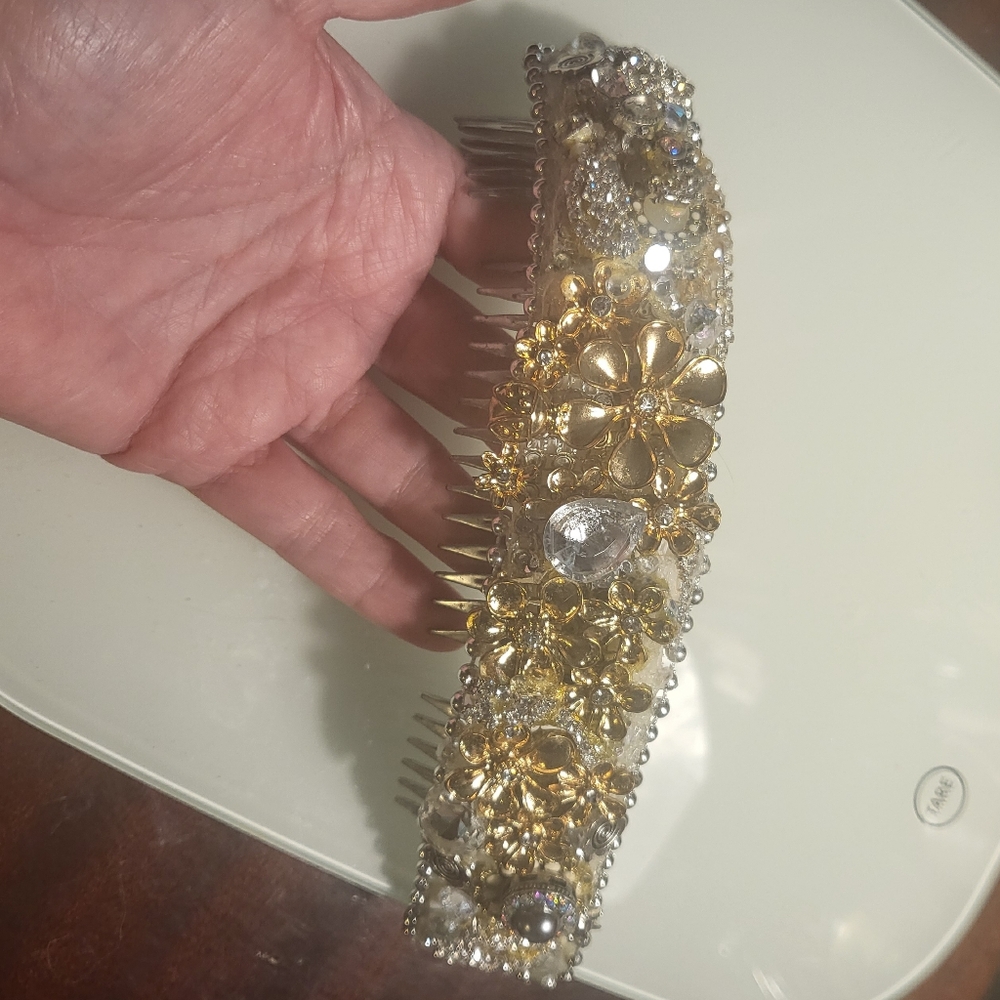 New Handmade By Me Gold Embellished Hair Comb Bridal